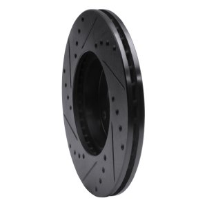 Ford Escort Brake Rotor (1) - Front Right - R1 Concepts - Drilled & Slotted - Black - `90-`03